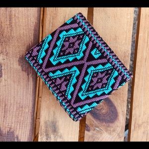 Unisex Wallet Handmade Style Embroidered San ANDRES Chiapas MEXICO Blue